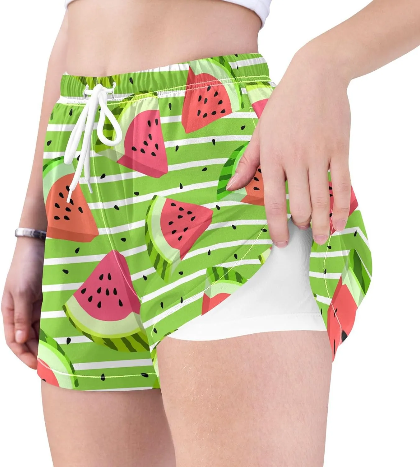 J JOYSAY Watermelon Summer Athletic Shorts Quick Dry Women Sweat Shorts Beach Lounge Pants with Pocket Drawstring