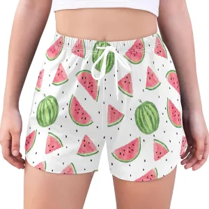 J JOYSAY Watermelon Summer Athletic Shorts Quick Dry Women Sweat Shorts Beach Lounge Pants with Pocket Drawstring