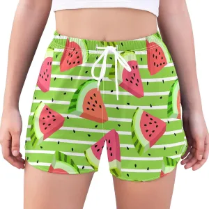 J JOYSAY Watermelon Summer Athletic Shorts Quick Dry Women Sweat Shorts Beach Lounge Pants with Pocket Drawstring