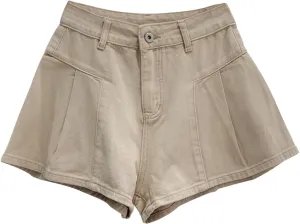 Jean Shorts for Women High Waisted Pleated Denim Shorts Flare Wide Leg Summer Short Jeans Comfy Jorts with Pockets