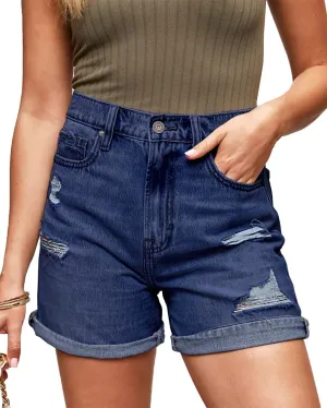 Jean Shorts for Women High Waisted Ripped Stretchy Denim Shorts Trendy