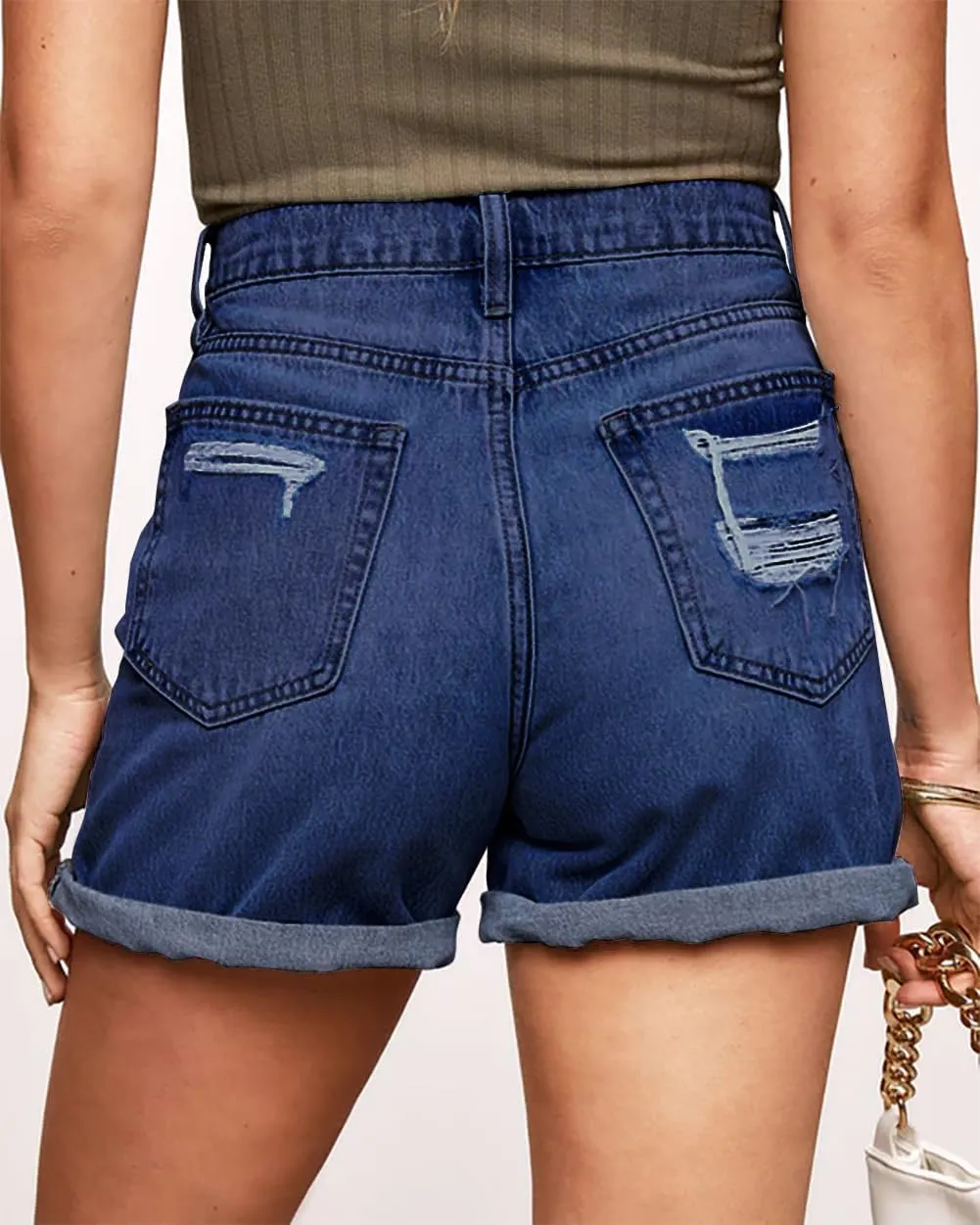 Jean Shorts for Women High Waisted Ripped Stretchy Denim Shorts Trendy