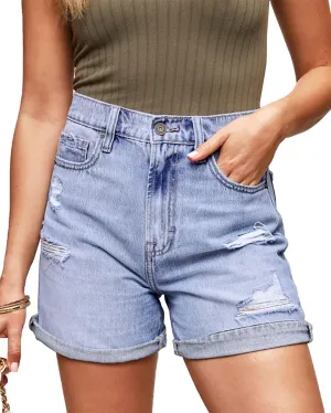 Jean Shorts for Women High Waisted Ripped Stretchy Denim Shorts Trendy