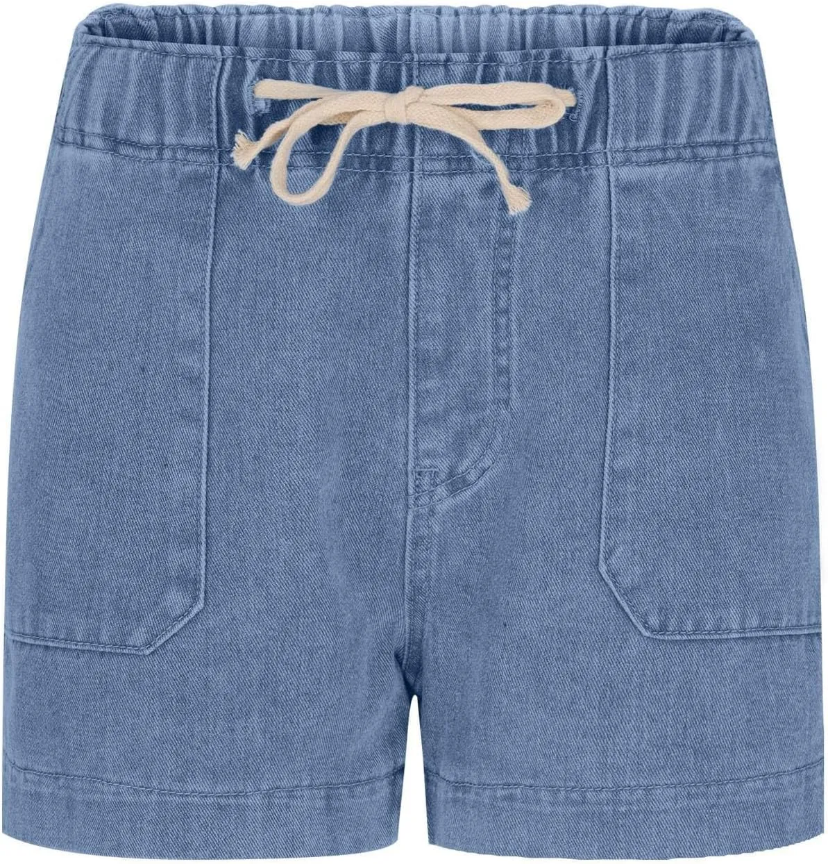 Jean Shorts Womens High Waisted Drawstring Pull On Short Jeans Baggy Casual Denim Chambray Shorts with Pockets