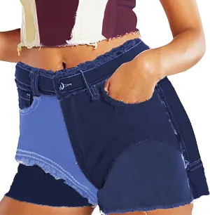 Jean Shorts Womens High Waisted Stretchy Butt Lifting Denim Shorts Trendy Color Block Skinny Hot Jorts with Pockets