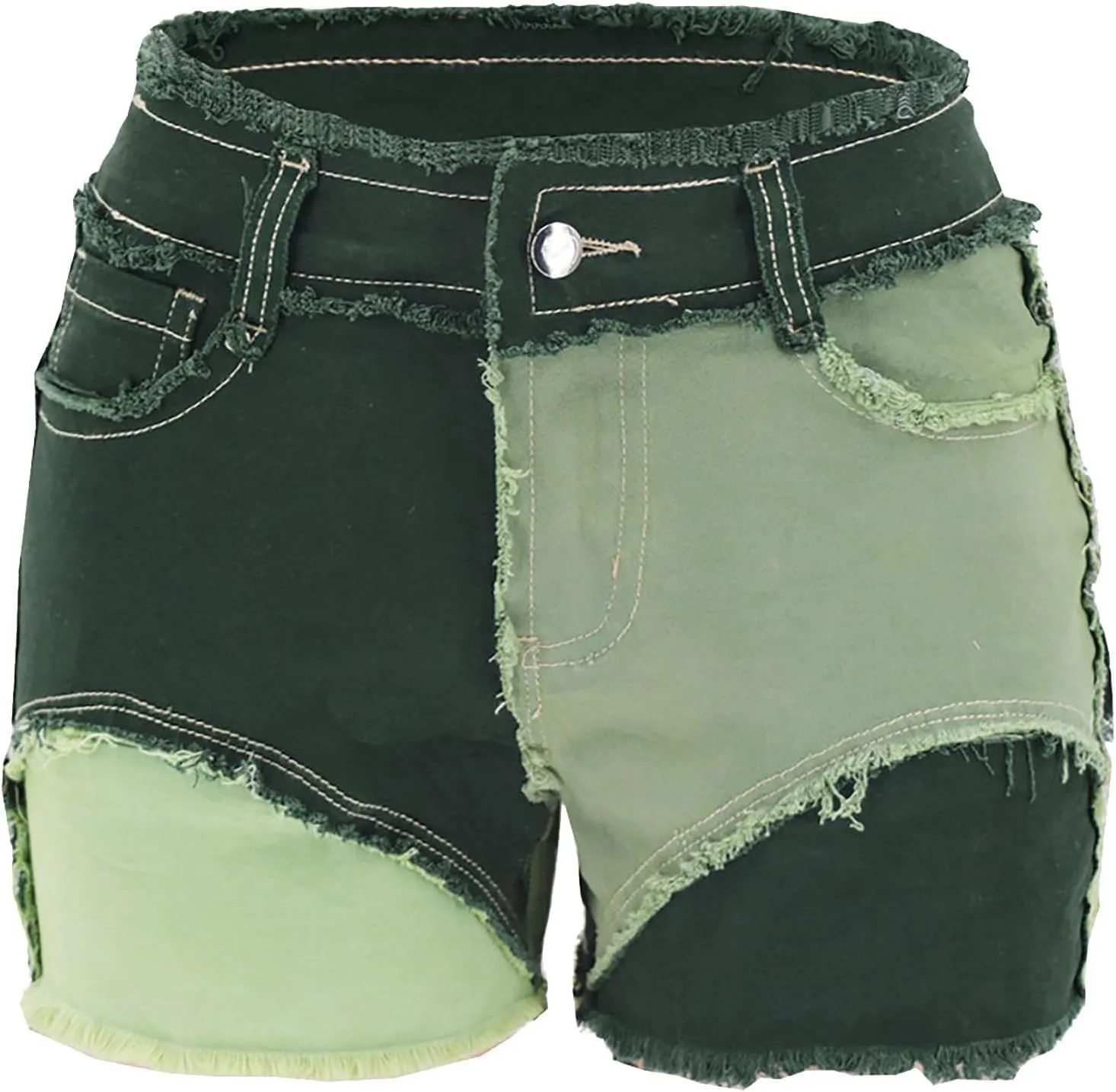 Jean Shorts Womens High Waisted Stretchy Butt Lifting Denim Shorts Trendy Color Block Skinny Hot Jorts with Pockets