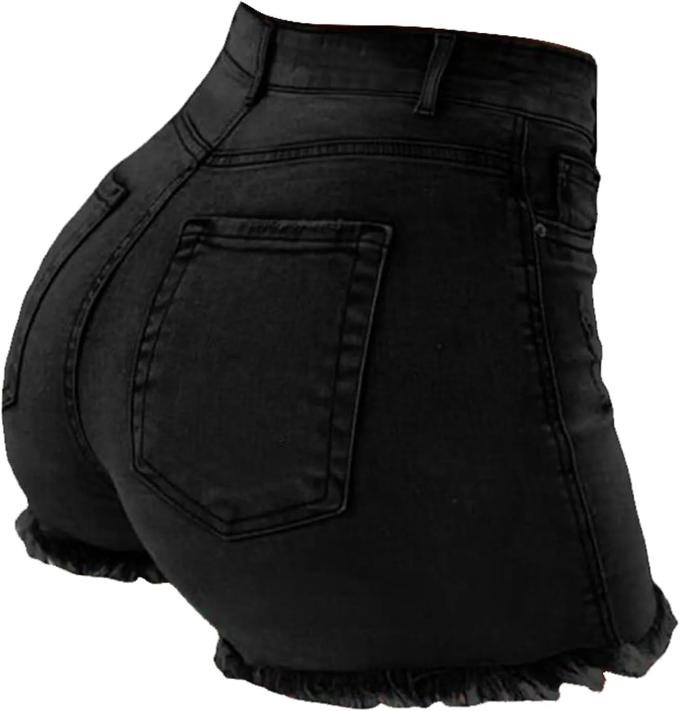 Jean Shorts Womens Stretchy High Waisted Butt Lifting Denim Shorts Distressed Frayed Raw Hem Ripped Jeans Hot Jorts