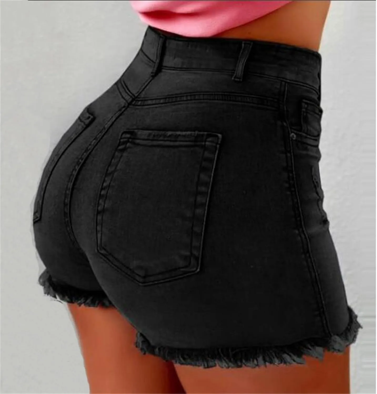 Jean Shorts Womens Stretchy High Waisted Butt Lifting Denim Shorts Distressed Frayed Raw Hem Ripped Jeans Hot Jorts