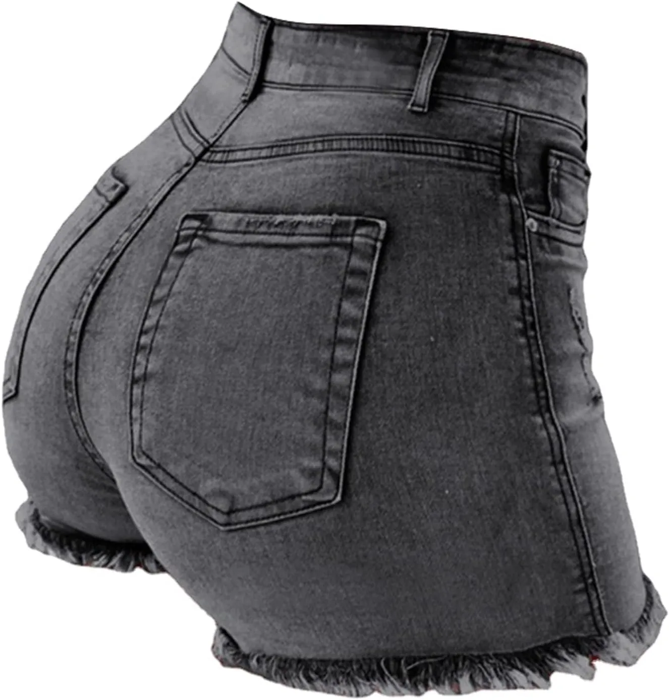 Jean Shorts Womens Stretchy High Waisted Butt Lifting Denim Shorts Distressed Frayed Raw Hem Ripped Jeans Hot Jorts
