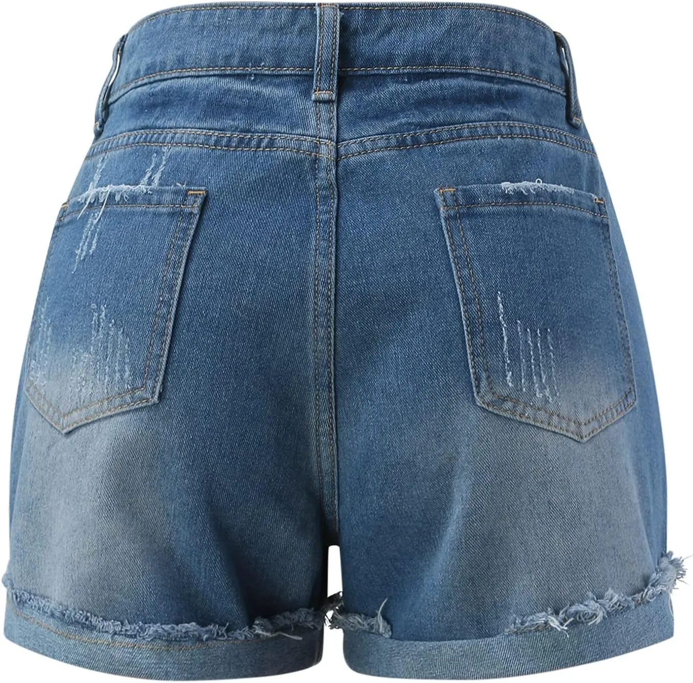 Jean Shorts Womens Trendy High Waisted Folded Hem Ripped Denim Short Stretchy Summer Baggy Distressed Jeans Jorts