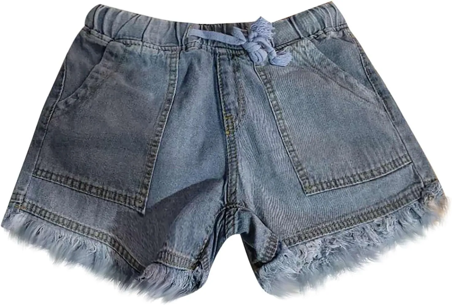 Jeans Shorts for Women Elastic High Waisted Stretchy Drawstring Slim Fit Casual Denim Shorts Lightweight Baggy Summer Jorts