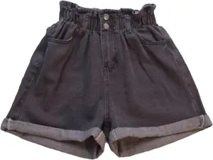 Jegsnoe Women's Denim Shorts Harem Ruffle High Waisted Elastic Waist Shorts