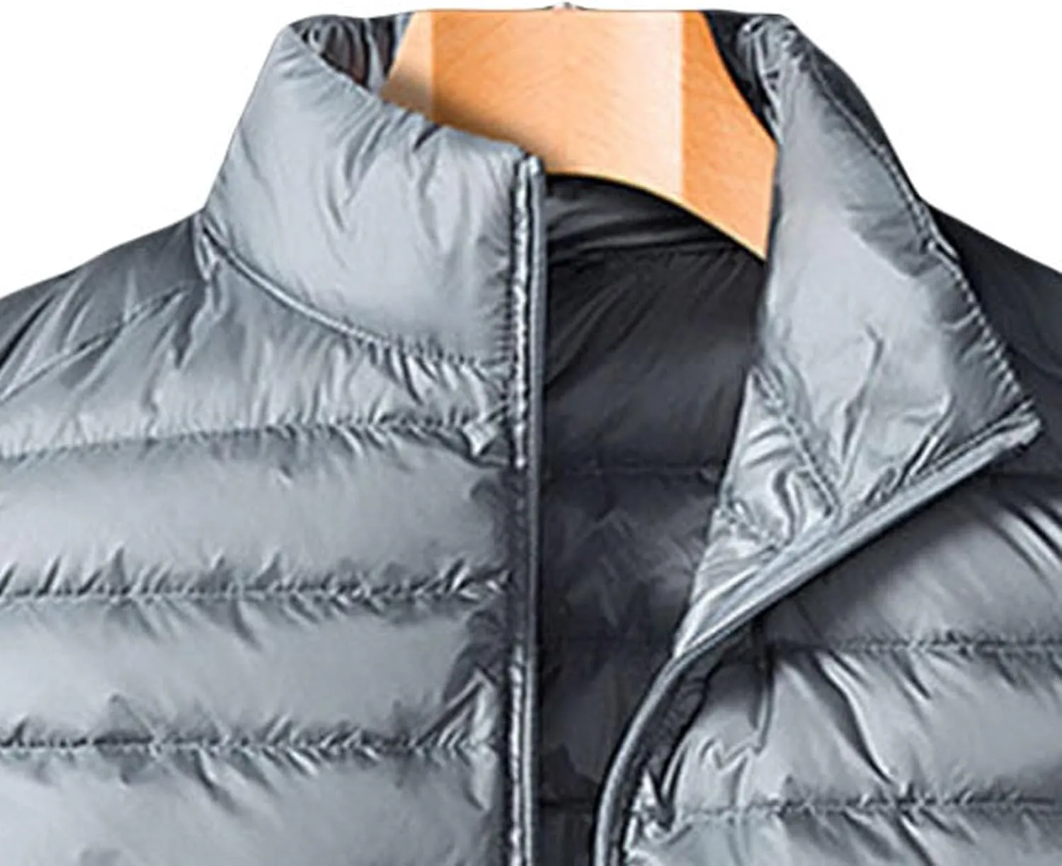 JEsilunmaMY Fall Winter Puffer Vest for Men Sleevelesss Down Jacket Packable Waistcoat Solid Color Lightweight Quilted Vests