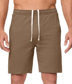 JMIERR Men's 100% Cotton Shorts 9" Casual Elastic Waist Drawstring Lightweight Workout Lounge Beach Jersey Sweat Shorts