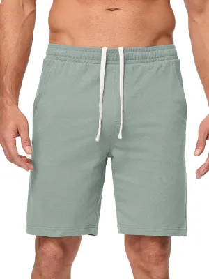 JMIERR Men's 100% Cotton Shorts 9" Casual Elastic Waist Drawstring Lightweight Workout Lounge Beach Jersey Sweat Shorts