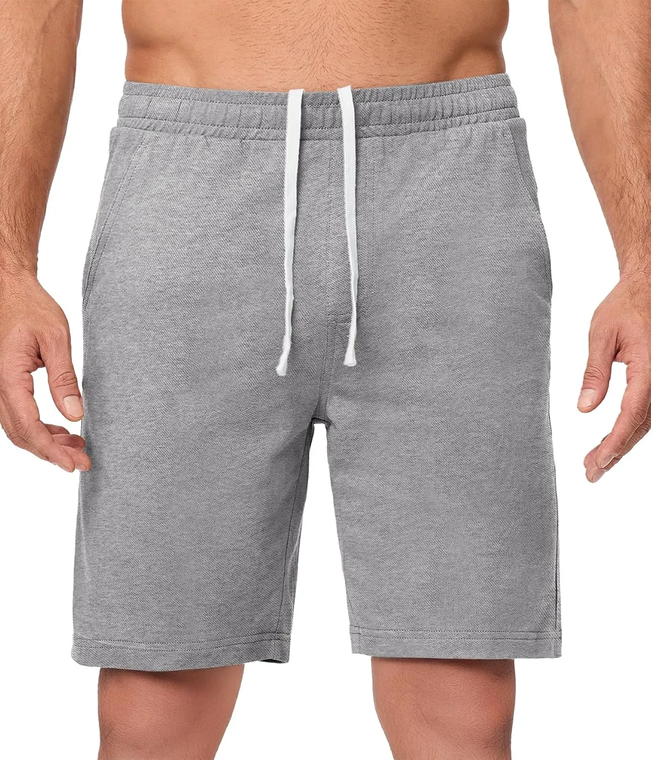 JMIERR Men's 100% Cotton Shorts 9" Casual Elastic Waist Drawstring Lightweight Workout Lounge Beach Jersey Sweat Shorts