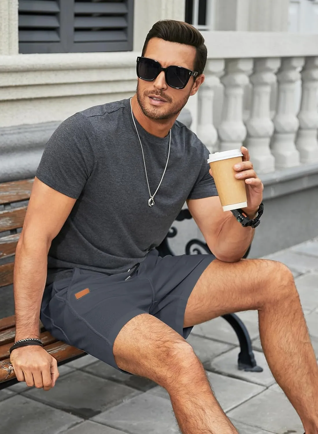 JMIERR Men's Casual 5"/ 7" Shorts Waffle Elastic Waist Drawstring Workout Running Jogging Beach Sweat Shorts with Pockets