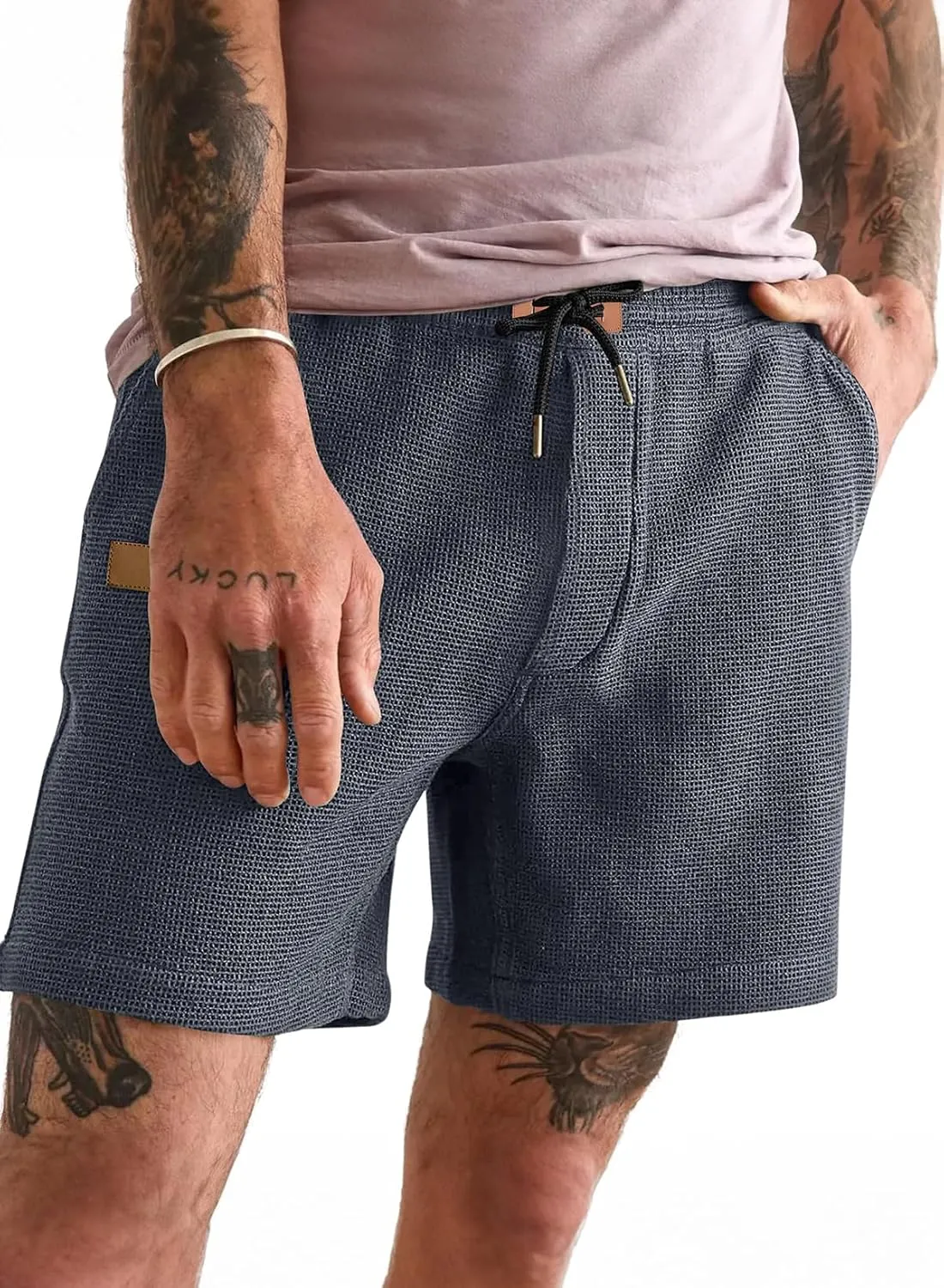 JMIERR Men's Casual 5"/ 7" Shorts Waffle Elastic Waist Drawstring Workout Running Jogging Beach Sweat Shorts with Pockets