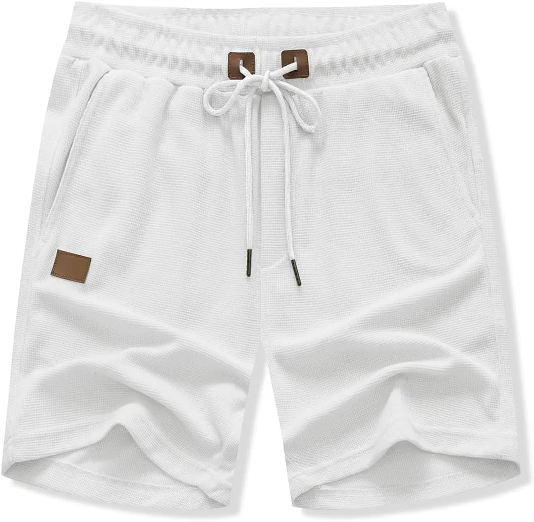 JMIERR Men's Casual 5"/ 7" Shorts Waffle Elastic Waist Drawstring Workout Running Jogging Beach Sweat Shorts with Pockets