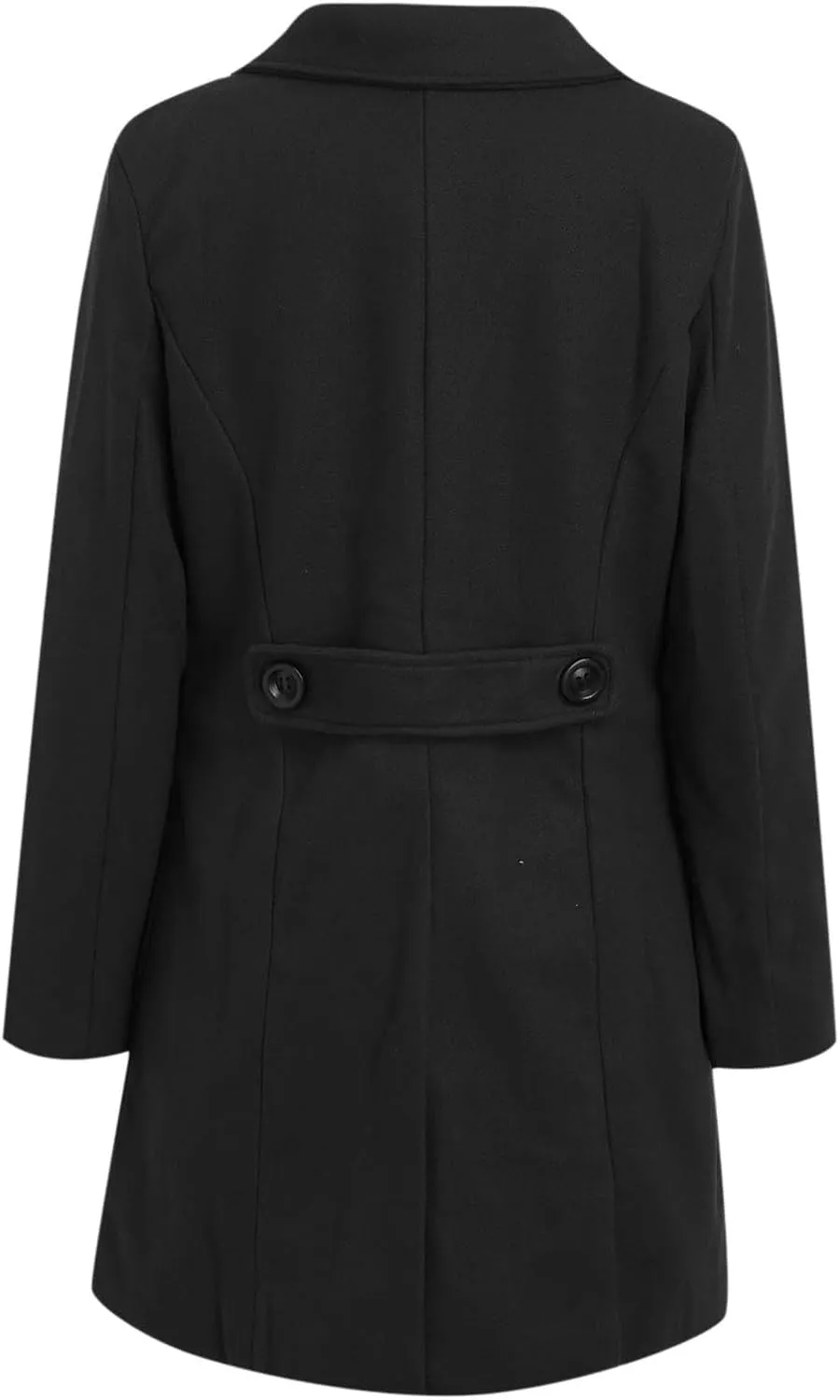 JOAU Women's Basic Wool Blend Pea Coats, Double Breasted Notch Lapel Midi Trench Coat Warm Jackets Overcoat with Pockets
