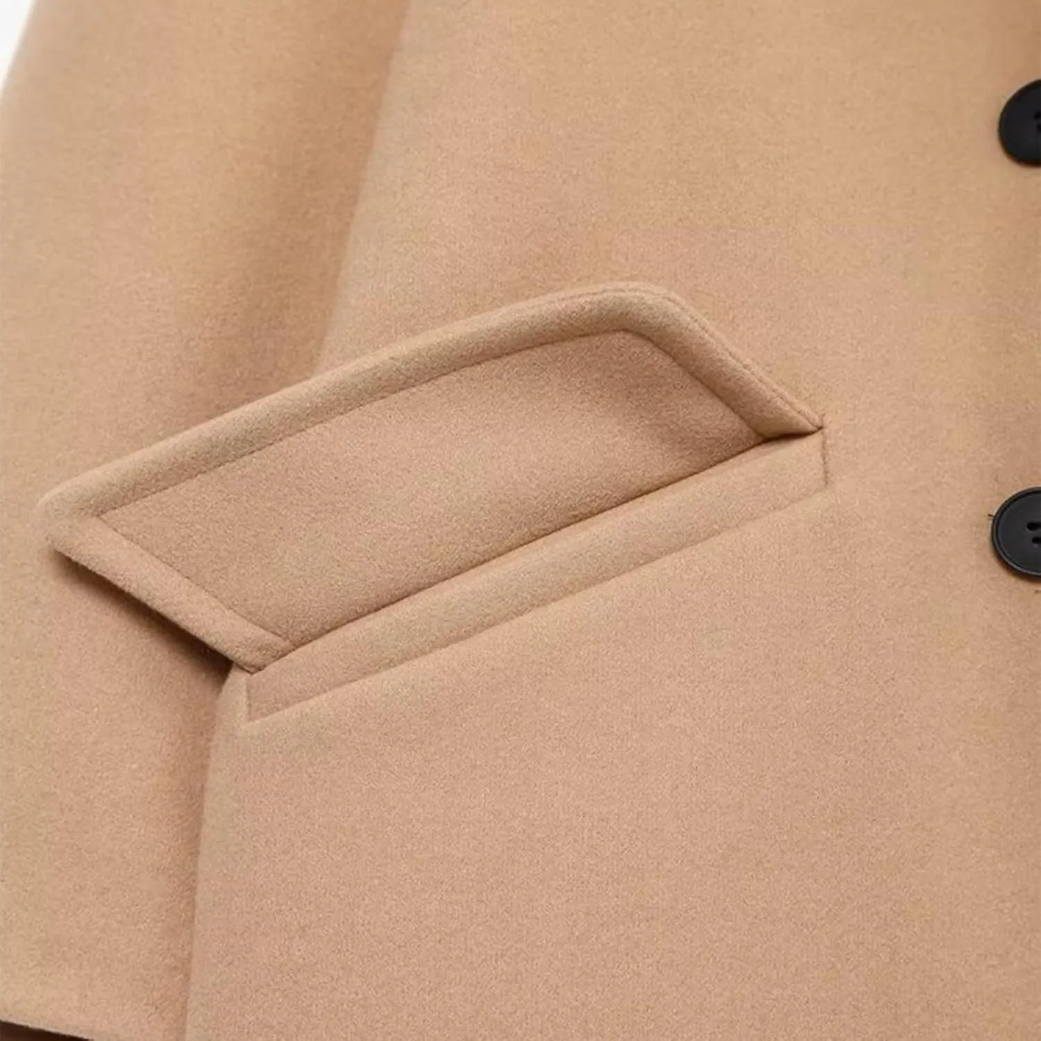 JOAU Women's Winter Wool Blend Mid-Length Peacoat Double Breasted Notched Collar Loose Fit Trench Coat Jackets Overcoat