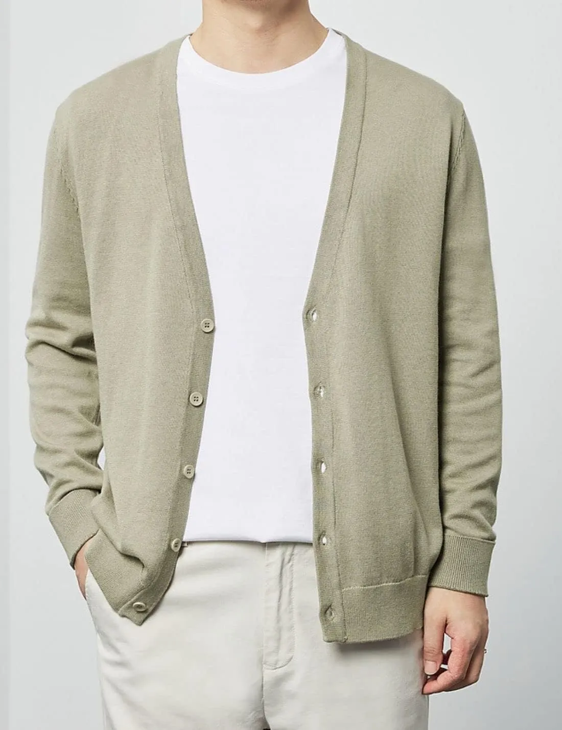 Kinkia Men's V Neck Cardigan Sweater Long Sleeve Button Down Solid Color Knitted Sweaters
