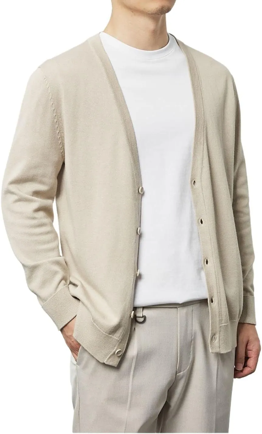 Kinkia Men's V Neck Cardigan Sweater Long Sleeve Button Down Solid Color Knitted Sweaters