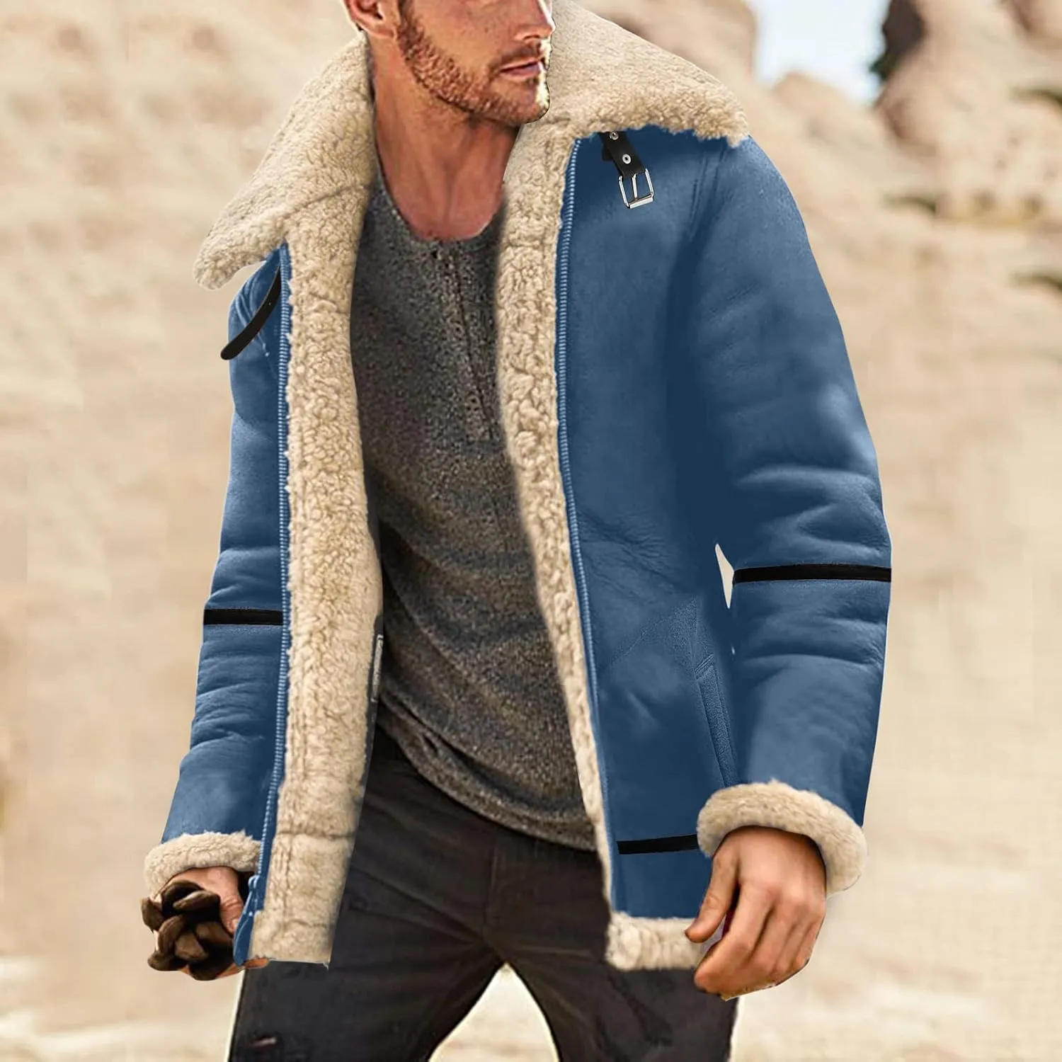 LCMTWX Men's Thick Thermal Winter Jacket Leisure Plus Size Hat Zip Pockets Cotton-Padded Warm Soft Hooded Mens Puffer