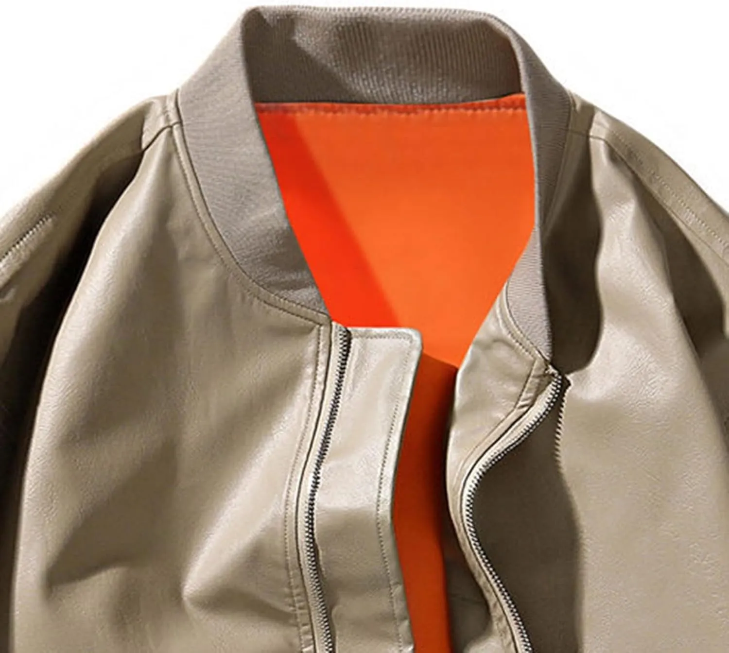 Leather Jackets For Mens Faux Motorcycle PU Leather Coats Motorcycle Biker Racing Solid Color Zipper Pocket Outwear