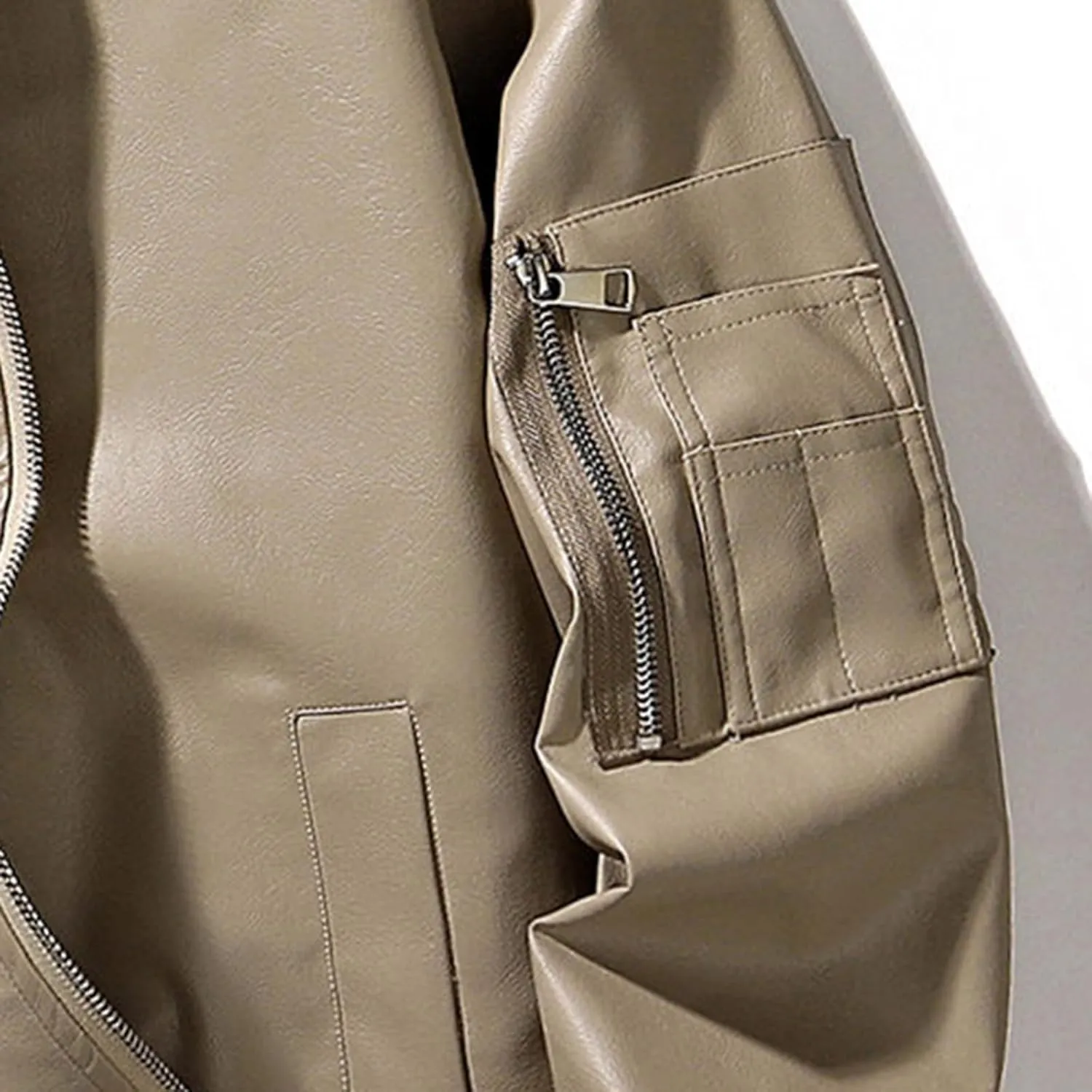 Leather Jackets For Mens Faux Motorcycle PU Leather Coats Motorcycle Biker Racing Solid Color Zipper Pocket Outwear