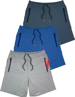 Liberty Imports 3 Pack Mens Sweat Shorts Athletic Casual Jogger Shorts with Zipper Pockets, Terry Performance Tech Activewear