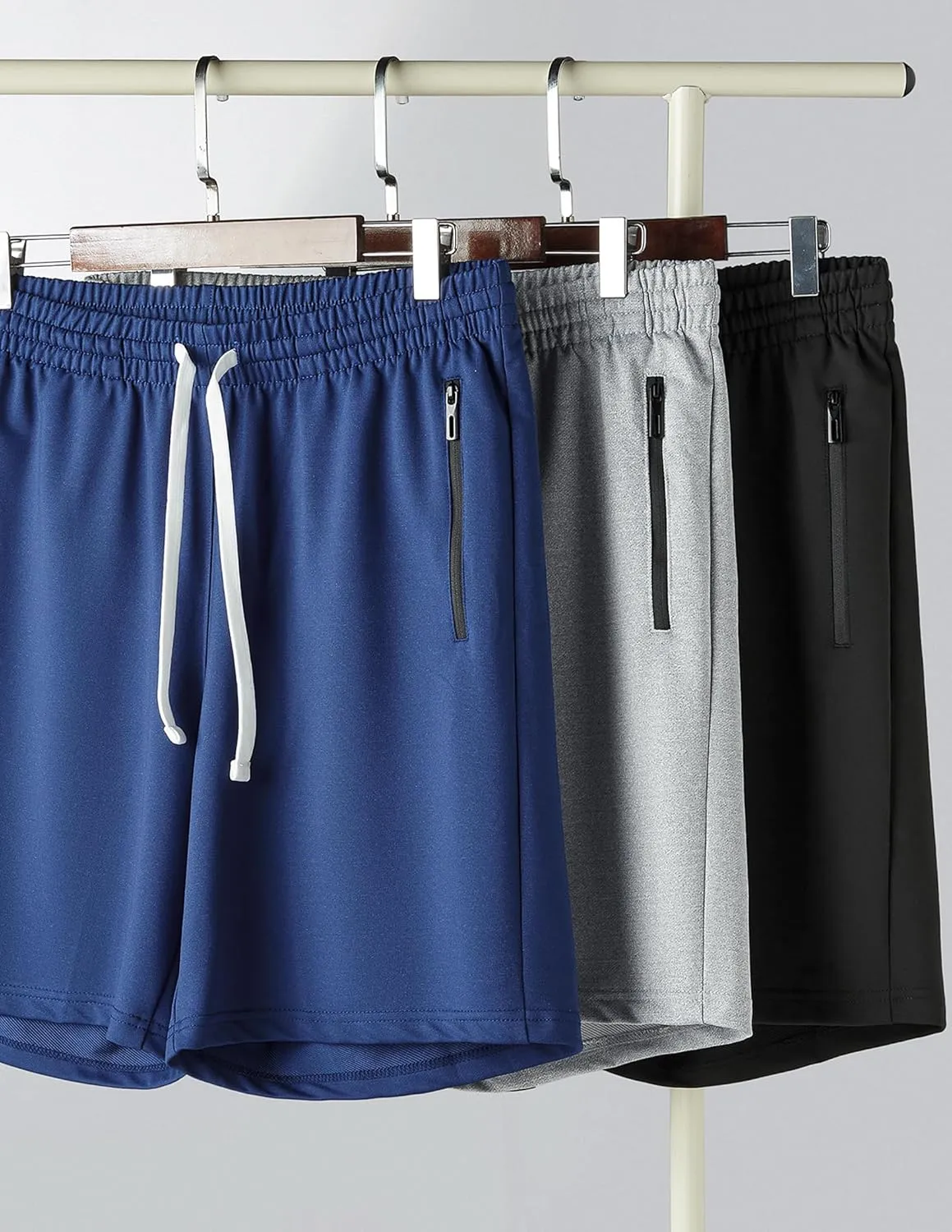 Liberty Imports 3 Pack Mens Sweat Shorts Athletic Casual Jogger Shorts with Zipper Pockets, Terry Performance Tech Activewear