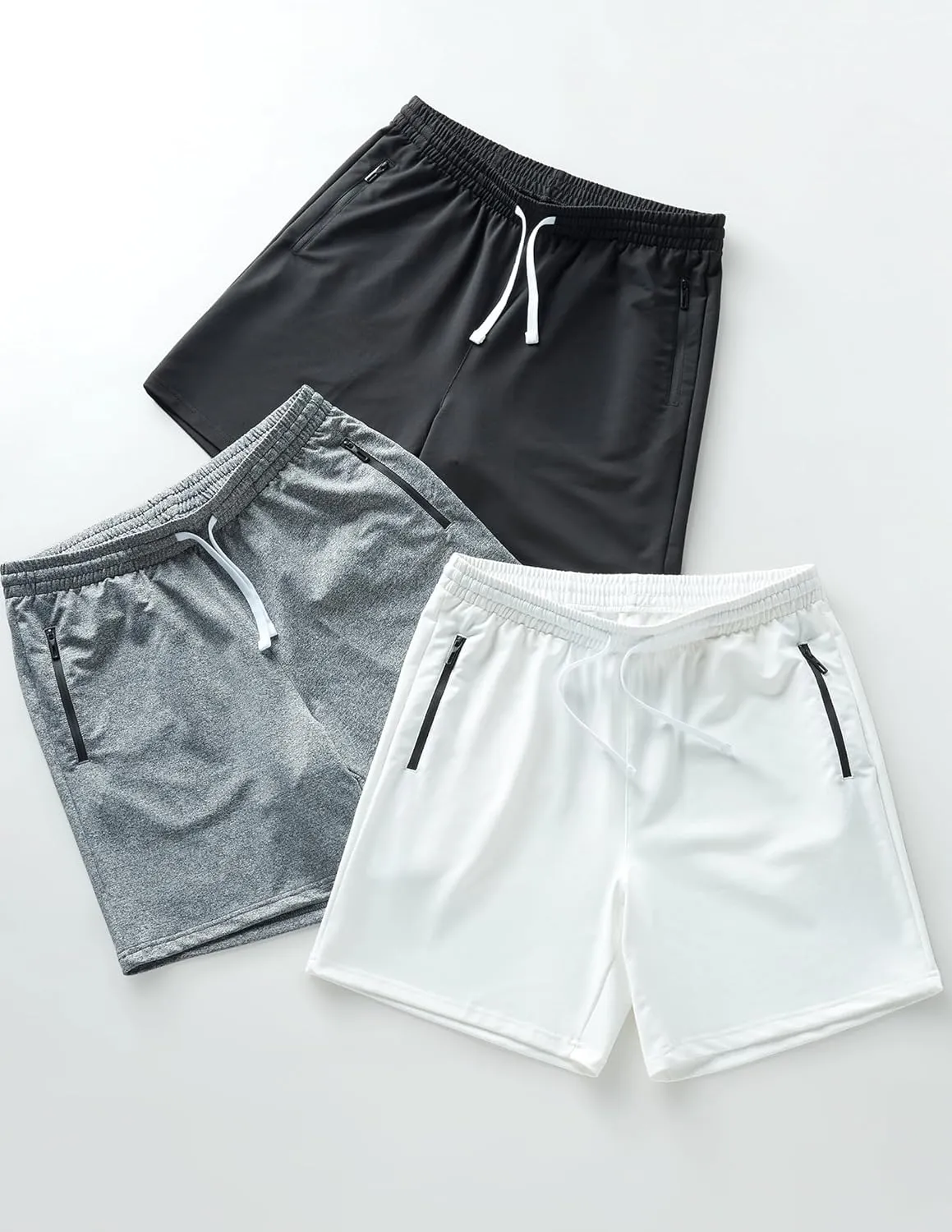Liberty Imports 3 Pack Mens Sweat Shorts Athletic Casual Jogger Shorts with Zipper Pockets, Terry Performance Tech Activewear