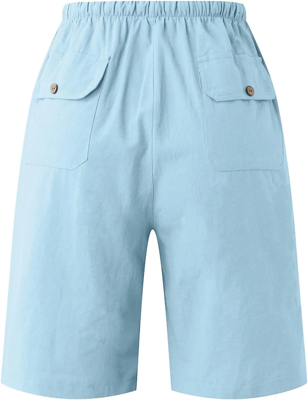 Linen Shorts for Men, Mens Casual Soft Linen Long Shorts Knee Length Sport Drawstring Running Lounge Shorts Capri Pant