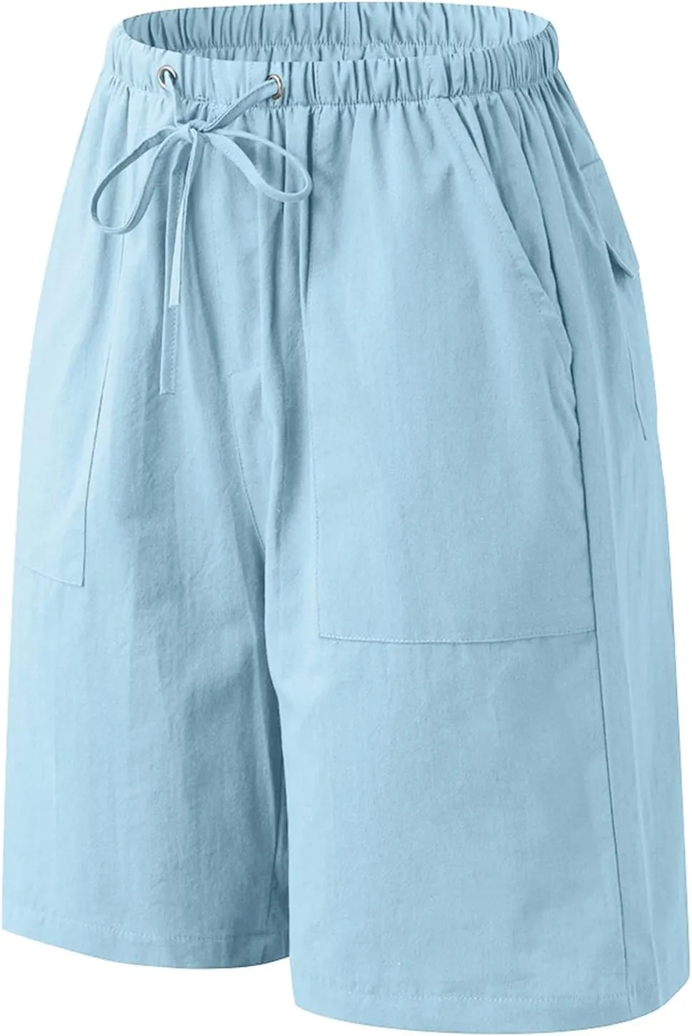 Linen Shorts for Men, Mens Casual Soft Linen Long Shorts Knee Length Sport Drawstring Running Lounge Shorts Capri Pant
