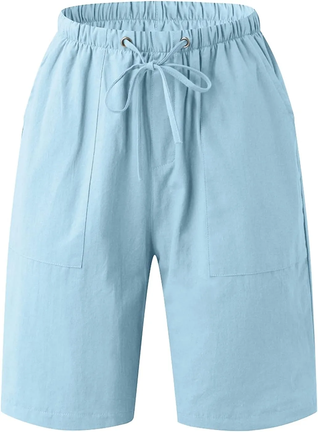 Linen Shorts for Men, Mens Casual Soft Linen Long Shorts Knee Length Sport Drawstring Running Lounge Shorts Capri Pant