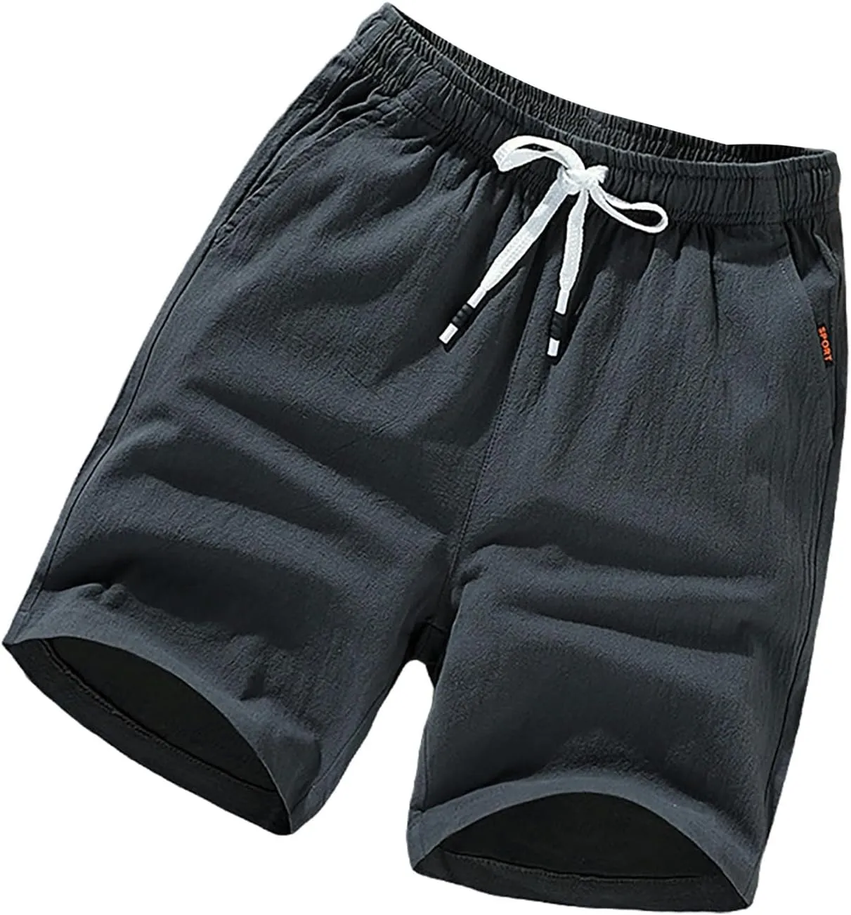 Linen Shorts for Men Texture Drawstring Lounge Pant Baggy Comfy Running Hiking Aethletic Shorts with Pocket Plus Size