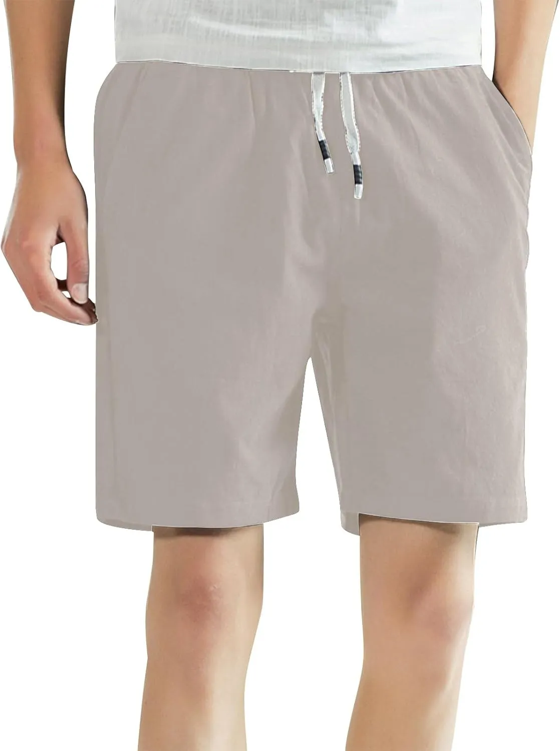 Linen Shorts for Men Texture Drawstring Lounge Pant Baggy Comfy Running Hiking Aethletic Shorts with Pocket Plus Size