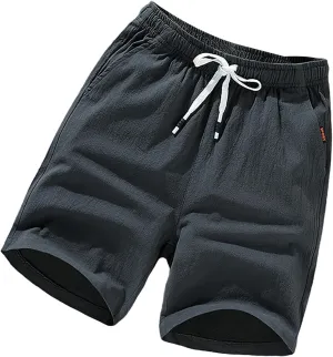 Linen Shorts for Men Texture Drawstring Lounge Pant Baggy Comfy Running Hiking Aethletic Shorts with Pocket Plus Size
