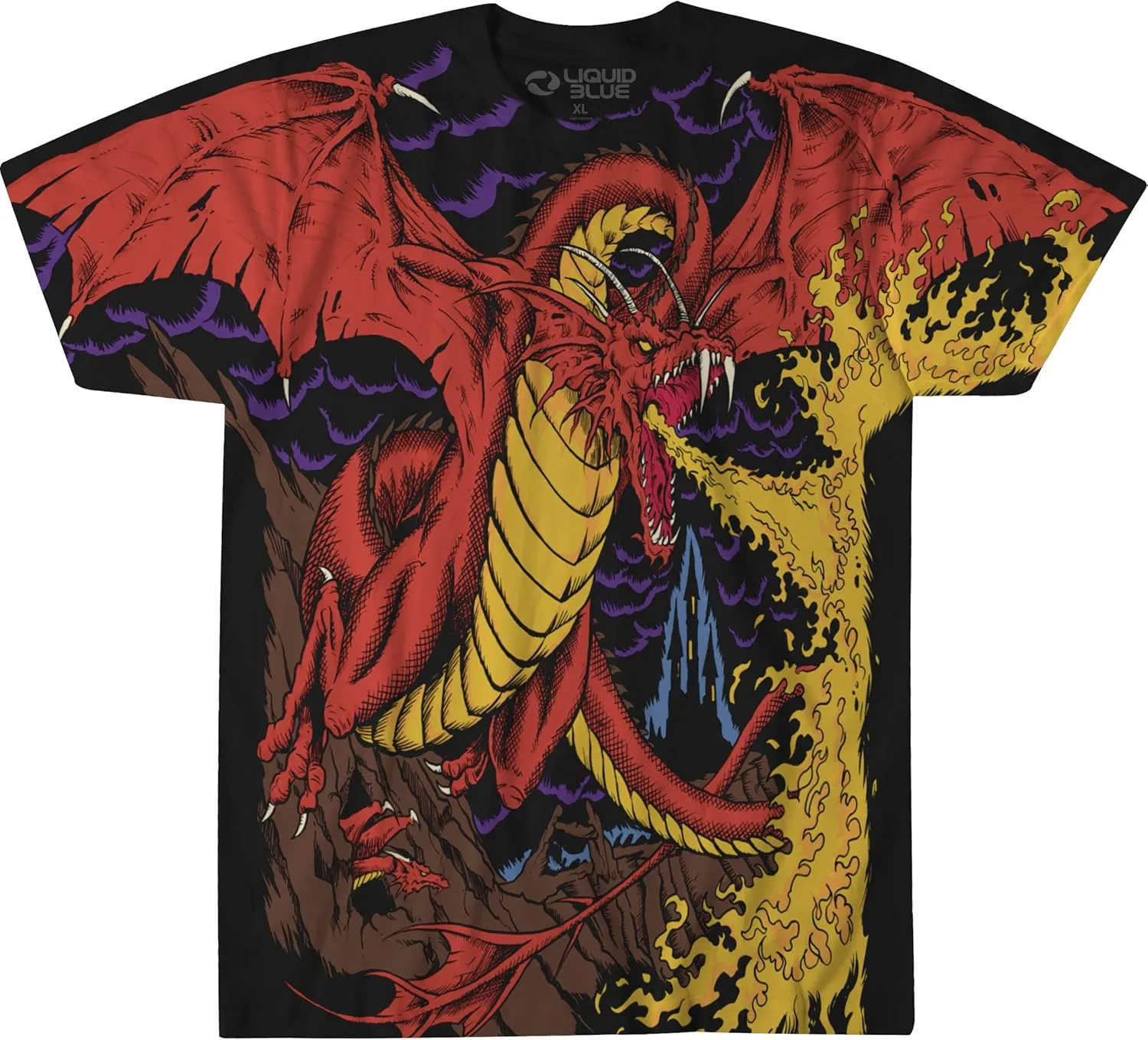 Liquid Blue Dragon Vintage All Over Print Short Sleeve T-Shirt