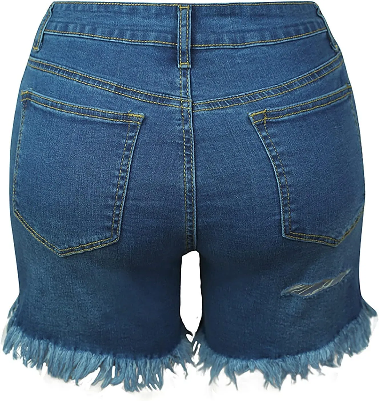 LIXIAO Women's Casual Mid Rise Denim Shorts Stretch Ripped Raw Hem Jean Shorts High Waisted Shorts