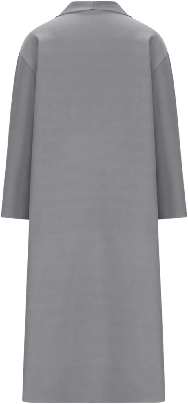 Long Lapel Coat for Women Plus Size Wool Blend Coat Winter Warm Peacoat Casual Open Front Cardigan Tops with Pockets