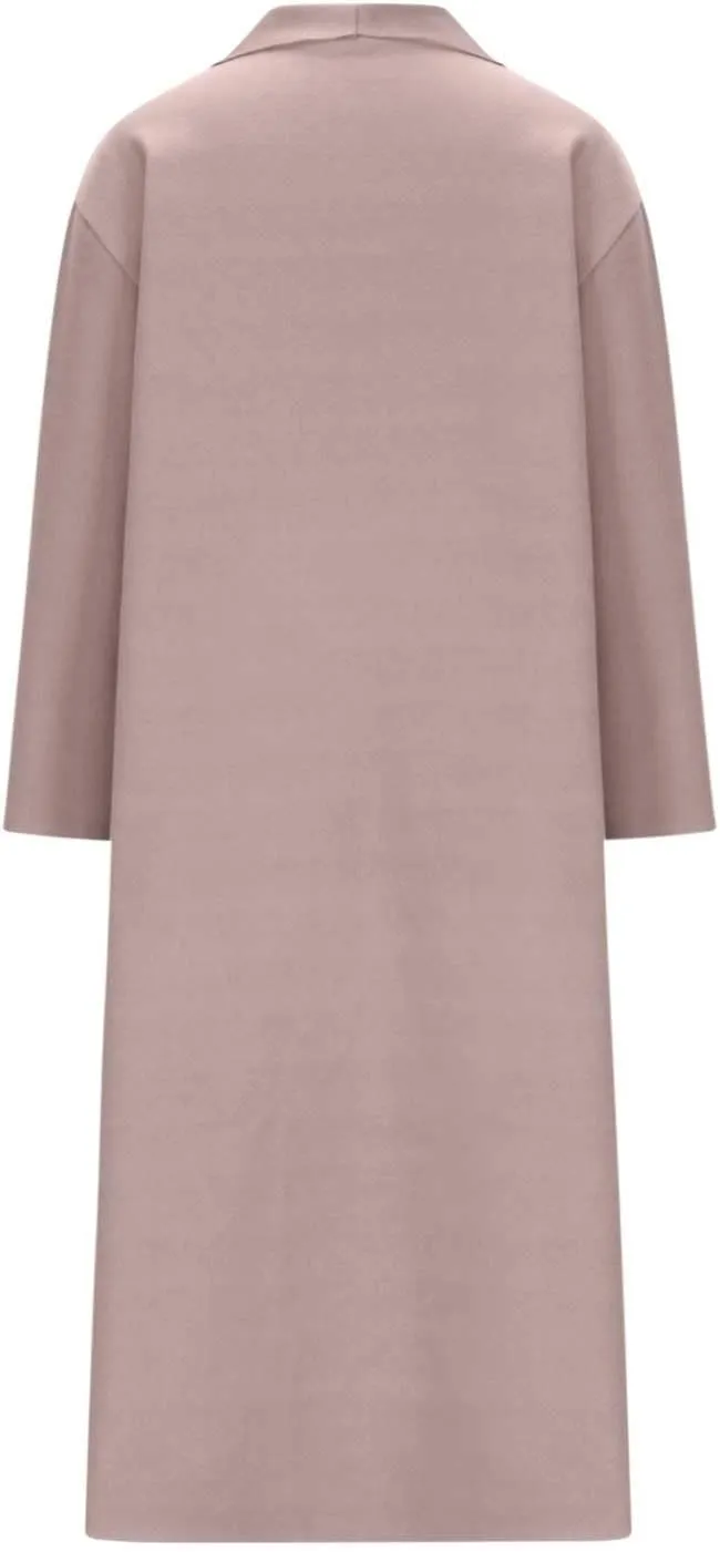 Long Lapel Coat for Women Plus Size Wool Blend Coat Winter Warm Peacoat Casual Open Front Cardigan Tops with Pockets