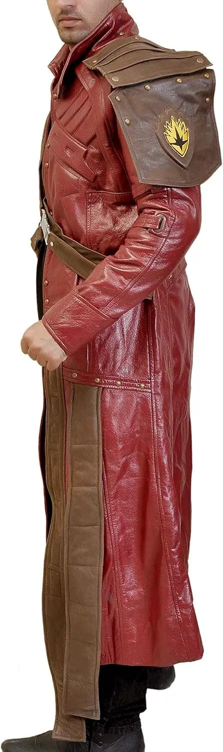 LP-FACON Mens Star Biker Maroon Halloween Cosplay Costume Leather Jacket Faux/Real