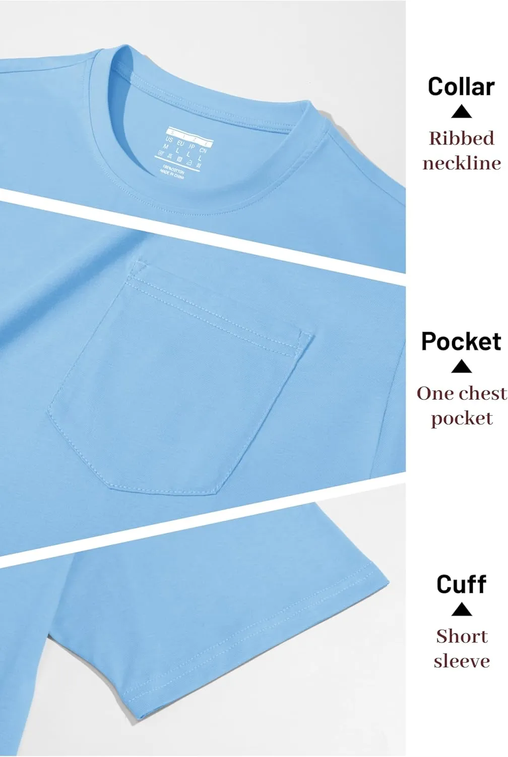 MAGNIVIT Men's Cotton Pocket Tee Shirts Soft Crew Neck Solid Color T Shirt Casual Short Sleeve Summer Basic Tops