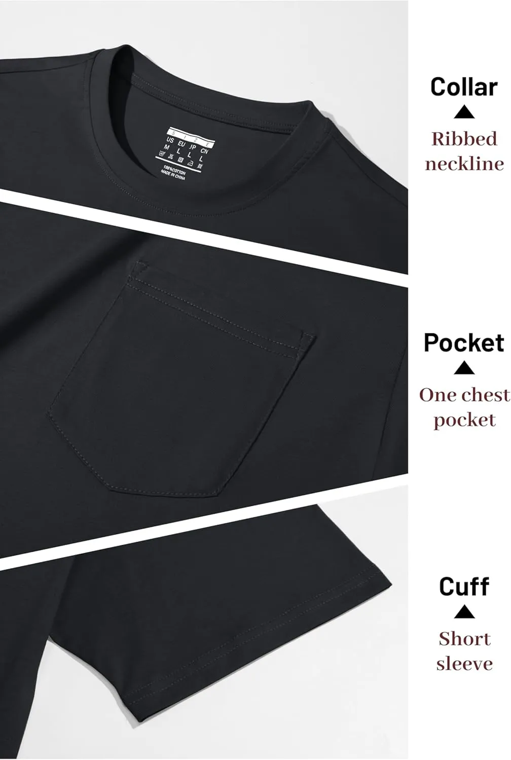 MAGNIVIT Men's Cotton Pocket Tee Shirts Soft Crew Neck Solid Color T Shirt Casual Short Sleeve Summer Basic Tops