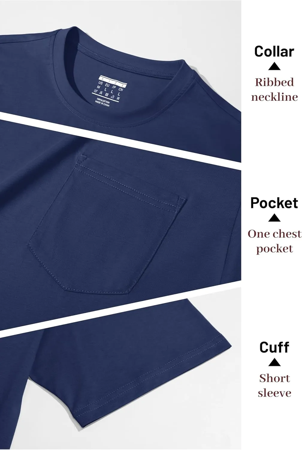 MAGNIVIT Men's Cotton Pocket Tee Shirts Soft Crew Neck Solid Color T Shirt Casual Short Sleeve Summer Basic Tops