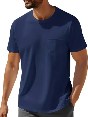 MAGNIVIT Men's Cotton Pocket Tee Shirts Soft Crew Neck Solid Color T Shirt Casual Short Sleeve Summer Basic Tops