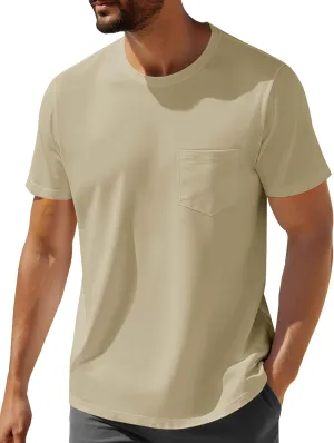 MAGNIVIT Men's Cotton Pocket Tee Shirts Soft Crew Neck Solid Color T Shirt Casual Short Sleeve Summer Basic Tops