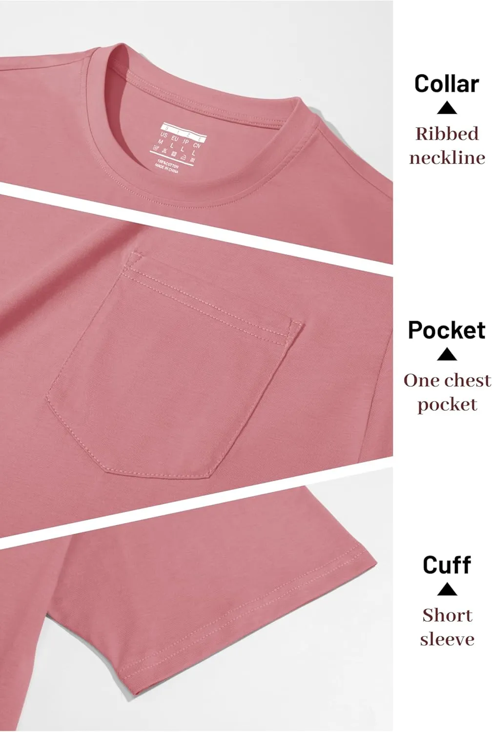 MAGNIVIT Men's Cotton Pocket Tee Shirts Soft Crew Neck Solid Color T Shirt Casual Short Sleeve Summer Basic Tops